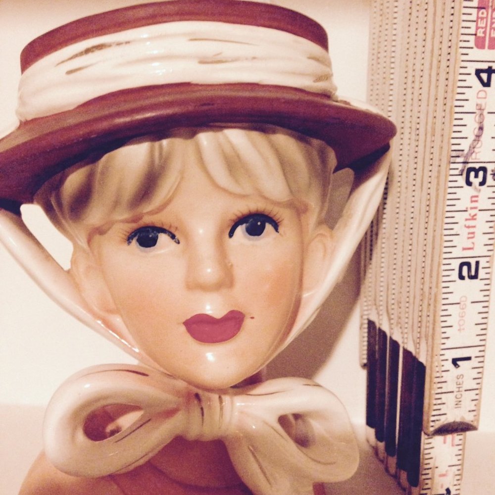 Head Vase: Purple Hat with Tie